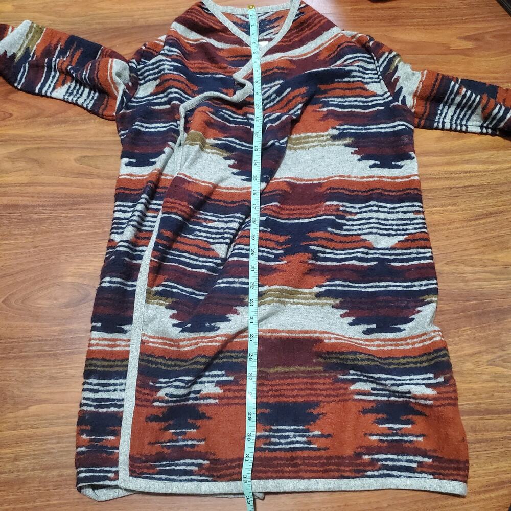 🔥 Lucky Brand Drape Front Aztec Sweater Cardigan Women's Size Small Blue Orange - Picture 15 of 15
